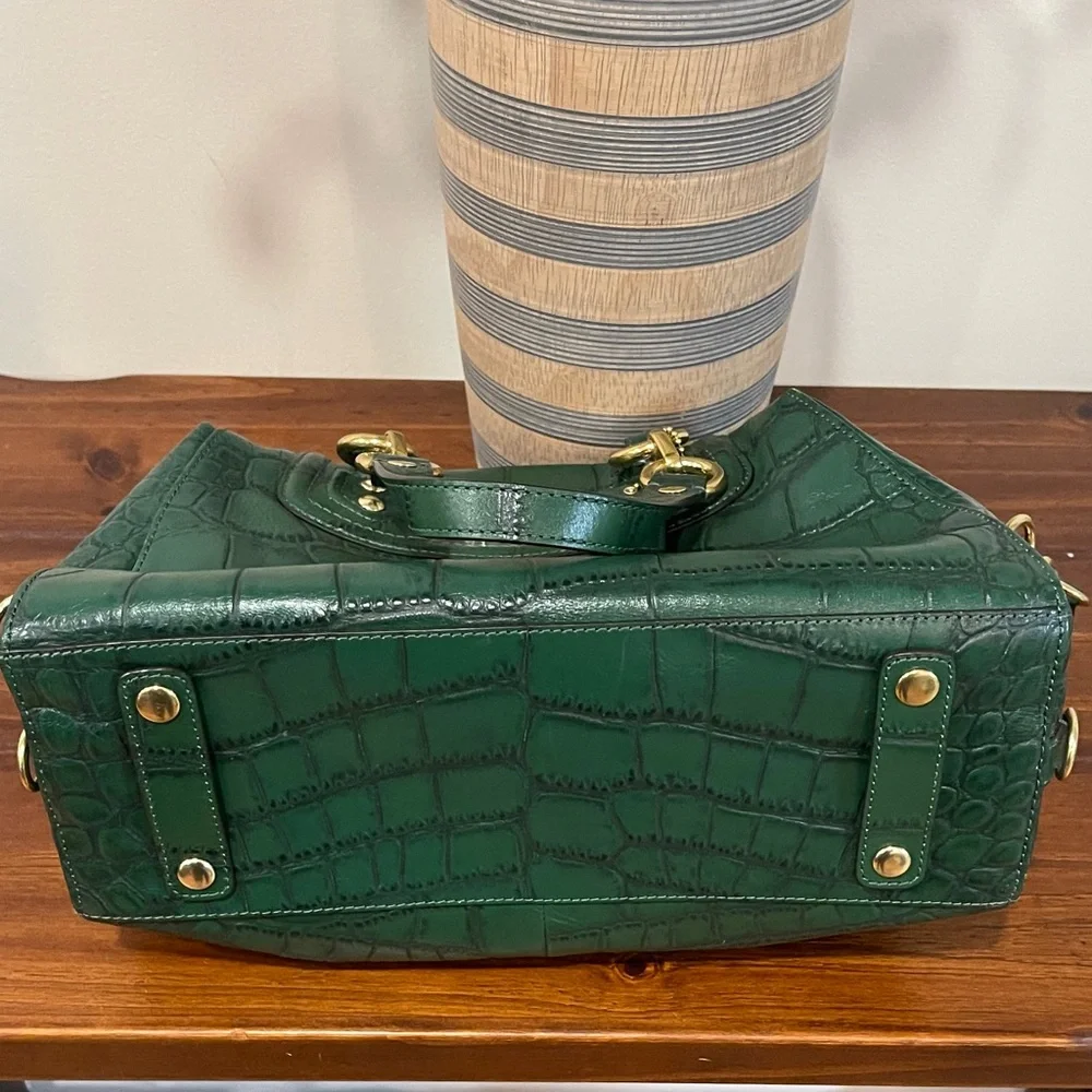 Coach Forest Green Croc-Embossed Satchel - Picture 4 of 4